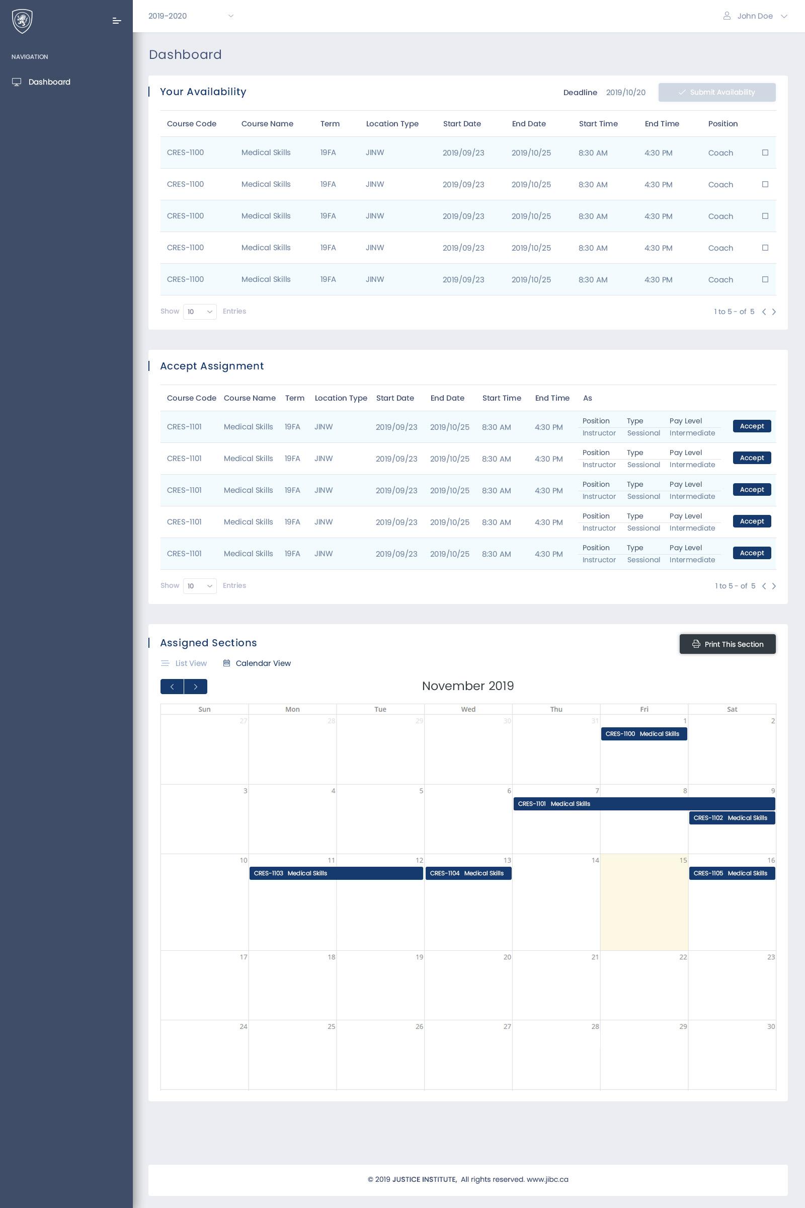 Tutor and Courses Timetable Management