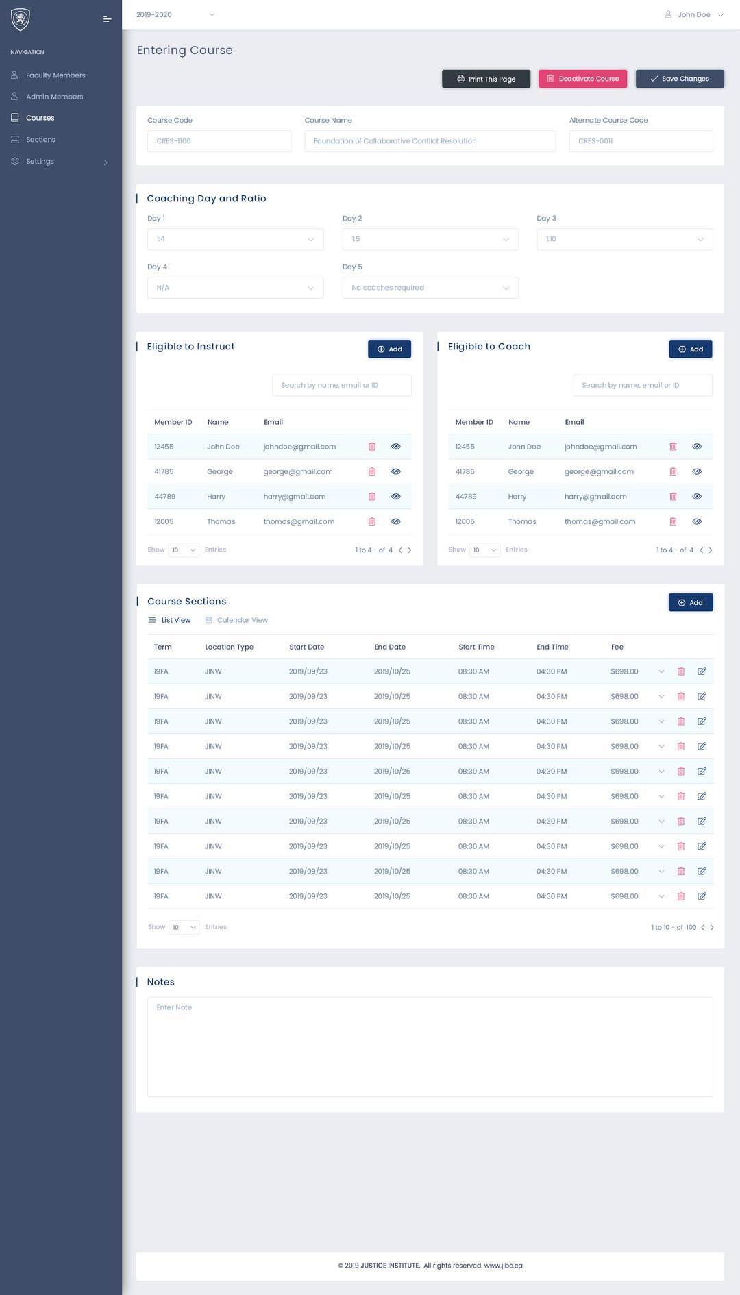 Tutor and Courses Timetable Management