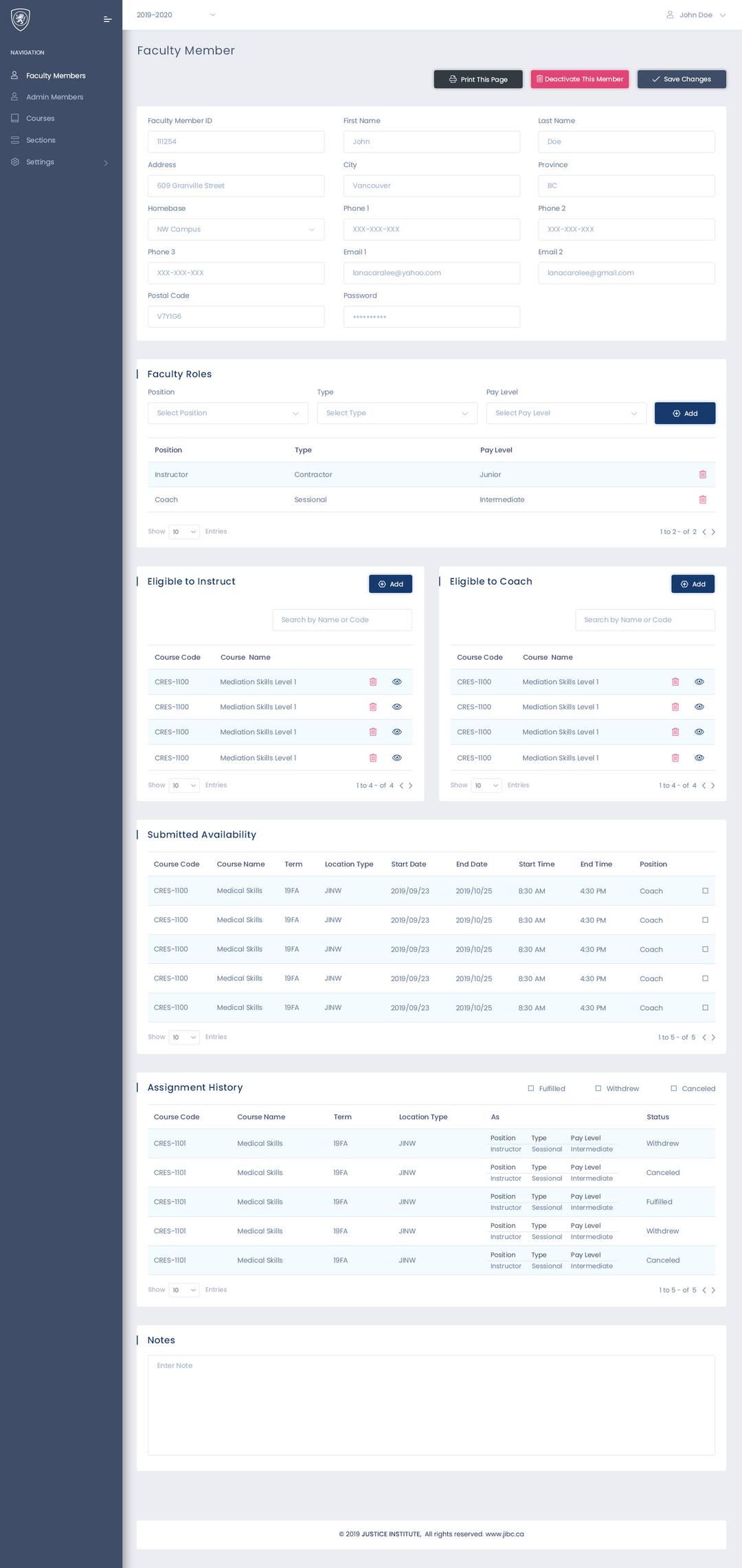 Tutor and Courses Timetable Management